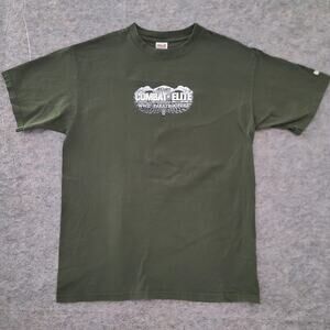 Y2K Combat Elite WWII Paratroopers Mens Large Military Green Promo Anvil Shirt